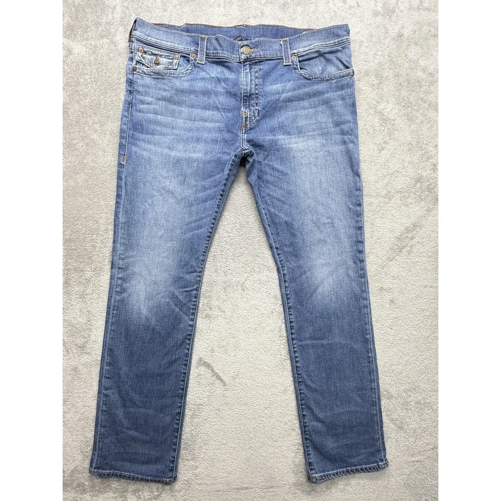 True Religion Jeans‎ Mens Measured 45x34 Blue Straight Slim Denim